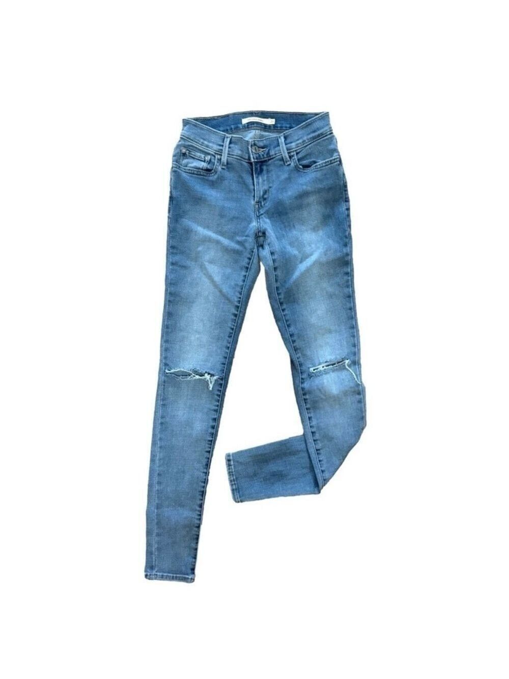 Levi’s 💙 710 Low Rise Super Skinny Distressed Jeans Sz 25 Women’s Blue